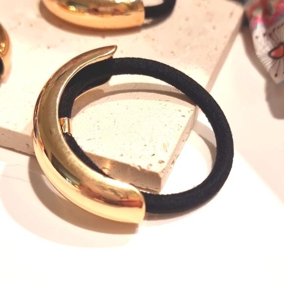 New ZARA 4pc Gold Ponytail Hair Rings - Picture 6 of 11